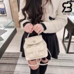 Ba lô Chanel Duma Backpack White Trắng Khóa Vàng Da Calfshin 20CM Best Quality