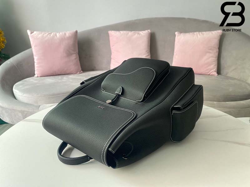 Ba Lô Dior Saddle Backpack Black Đen Chỉ Trắng Calfskin 41CM Best Quality