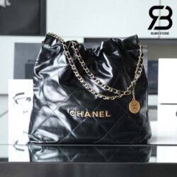 Túi Chanel 22 Handbag Black Gold Đen Vàng Da Bê 38CM Best Quality