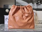 Túi Chanel 22 Handbag Light Brown Gold Nâu Logo Vàng Da Bê 38CM Best Quality