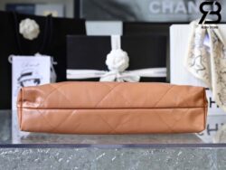 Túi Chanel 22 Handbag Light Brown Gold Nâu Logo Vàng Da Bê 38CM Best Quality
