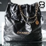 Túi Chanel 22 Large Handbag Black Gold Đen Vàng Da Bê 45CM Best Quality