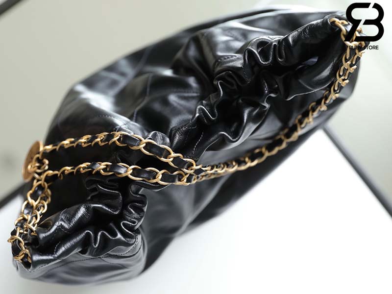 Túi Chanel 22 Large Handbag Black Gold Đen Vàng Da Bê 45CM Best Quality