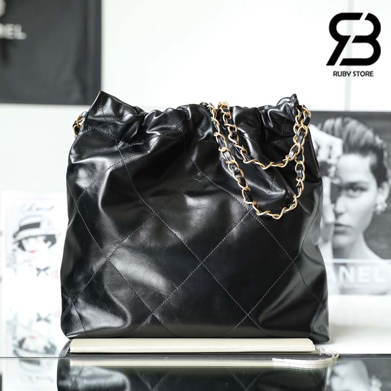 Túi Chanel 22 Small Handbag Black Đen Da Bê 34CM Best Quality