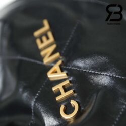Túi Chanel 22 Small Handbag Black Gold Đen Logo Vàng Da Bê 34CM Best Quality