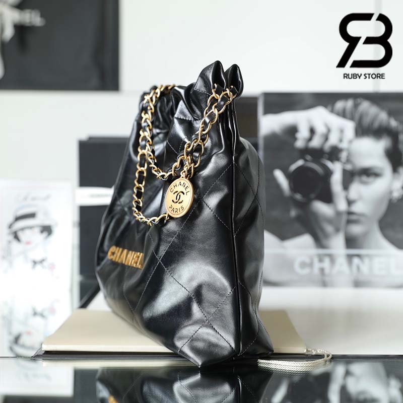Túi Chanel 22 Small Handbag Black Đen Da Bê 34CM Best Quality