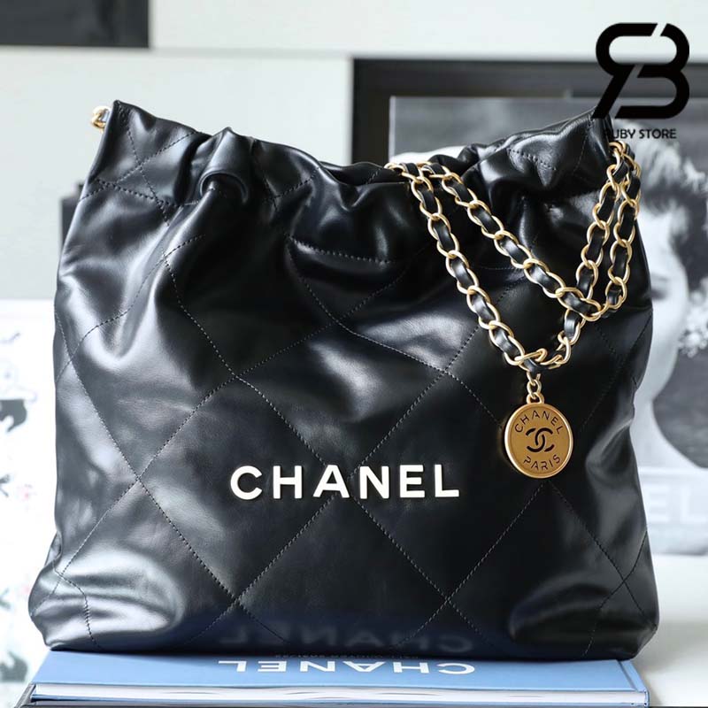 Túi Chanel 22 Small Handbag Black White Đen Trắng Da Bê 34CM Best Quality
