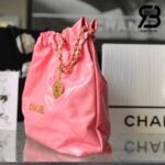 Túi Chanel 22 Small Handbag Pink Coral Gold Hồng Logo Vàng Da Bê 34CM Best Quality