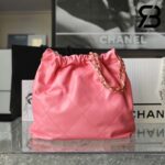 Túi Chanel 22 Small Handbag Pink Coral Gold Hồng Logo Vàng Da Bê 34CM Best Quality