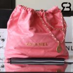 Túi Chanel 22 Handbag Pink Gold Hồng Logo Vàng Da Bê 38CM Best Quality