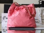 Túi Chanel 22 Handbag Pink Gold Hồng Logo Vàng Da Bê 38CM Best Quality