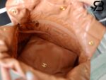Túi Chanel 22 Small Handbag Light Brown Gold Nâu Logo Vàng Da Bê 34CM Best Quality