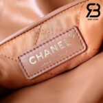 Túi Chanel 22 Small Handbag Light Brown Gold Nâu Logo Vàng Da Bê 34CM Best Quality