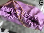 Túi Chanel 22 Small Handbag Purple Gold Tím Logo Vàng Da Bê 34CM Best Quality