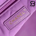 Túi Chanel 22 Small Handbag Purple Gold Tím Logo Vàng Da Bê 34CM Best Quality