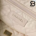 Túi Chanel 22 Small Handbag White Black Trắng Logo Đen Da Bê 34CM Best Quality