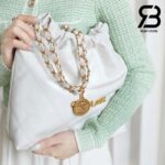 Túi Chanel 22 Small Handbag White Black Trắng Logo Vàng Da Bê 34CM Best Quality