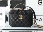 Túi Chanel 22SS Vanity Case Black Đen Khóa Vàng Da Caviar 19CM Best Quality