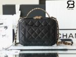 Túi Chanel 22SS Vanity Case Black Đen Khóa Vàng Da Caviar 19CM Best Quality