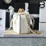 Túi Chanel 22SS Small Vanity Case White Trắng Khóa Vàng Da Caviar 17CM Best Quality