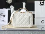 Túi Chanel 22SS Small Vanity Case White Trắng Khóa Vàng Da Caviar 17CM Best Quality