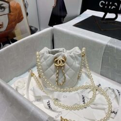 Túi Chanel Mini Drawstring White Trắng Da Calfskin 12CM Best Quality