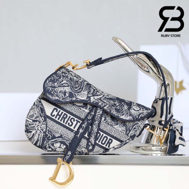 tui-dior-saddle-bag-blue-tiger-best-quality Túi Dior Saddle Oblique Blue Tiger Xanh 25CM Best Quality