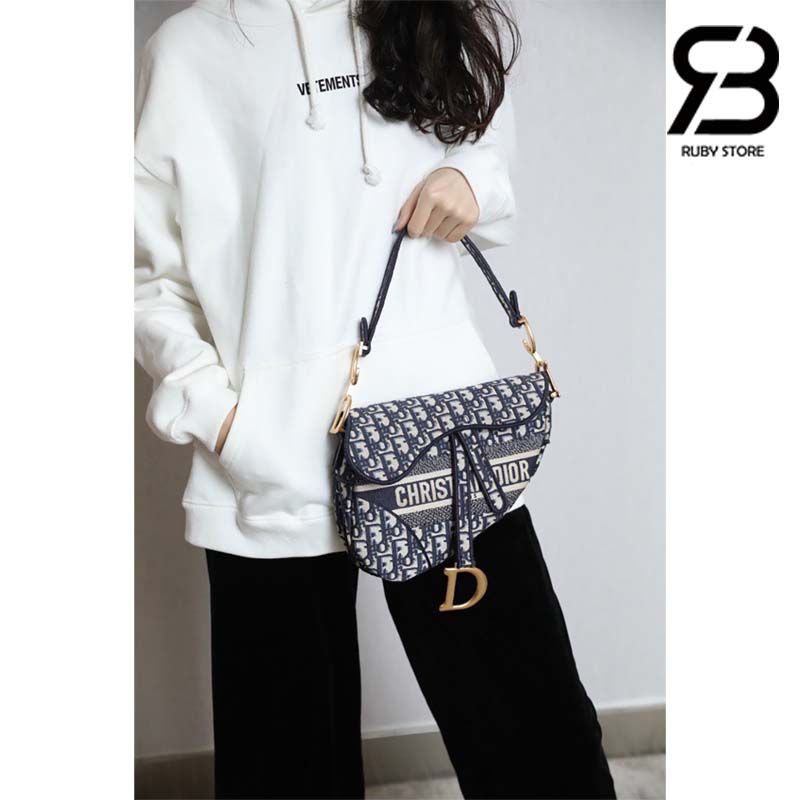 Túi Dior Saddle Oblique Blue Tiger Xanh 25CM Best Quality