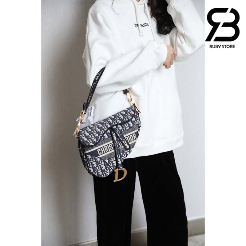 Túi Dior Saddle Oblique Blue Tiger Xanh 25CM Best Quality