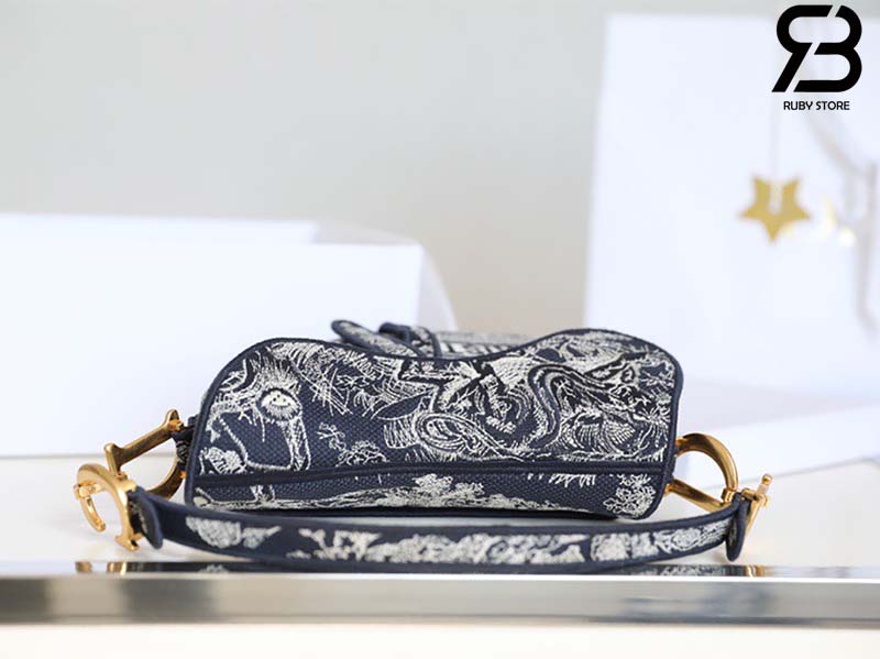 Túi Dior Saddle Oblique Blue Tiger Xanh 25CM Best Quality