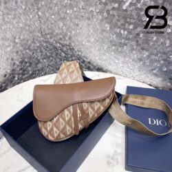 Túi Dior Saddle Bag Oblique Coffee Diamond Nâu 26CM Best Quality