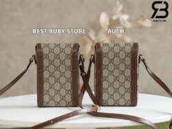 Túi Gucci Horsebit 1955 Phone Box Mini Bag GG Canvas Nâu Best Quality