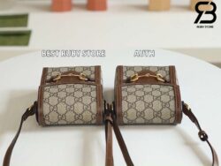 Túi Gucci Horsebit 1955 Phone Box Mini Bag GG Canvas Nâu Best Quality