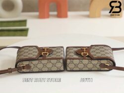Túi Gucci Horsebit 1955 Phone Box Mini Bag GG Canvas Nâu Best Quality