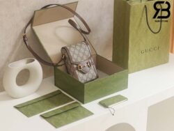 Túi Gucci Horsebit 1955 Phone Box Mini Bag GG Canvas Nâu Best Quality