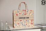 Túi Large Dior Book Tote Hibicus Thêu Hoa Màu Kem 42cm Best Quality