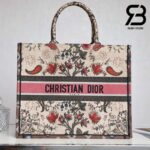 Túi Large Dior Book Tote Red Flower Thêu Hoa Màu Hồng Nhạt 42cm Best Quality