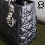 Túi Medium Lady Dior Bag Màu Đen Khóa Bạc 24CM Best Quality