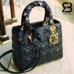 Túi Medium Lady Dior Bag Màu Đen Khóa Vàng 24CM Best Quality