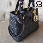 Túi Medium Lady Dior Bag Màu Đen Khóa Vàng 24CM Best Quality