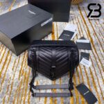 Túi YSL Envelope Medium Chain Bag Grained Black Đen Khóa Đen Da Calfskin 24CM Best Quality