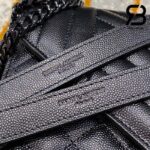 Túi YSL Envelope Medium Chain Bag Grained Black Đen Khóa Đen Da Calfskin 24CM Best Quality