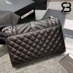 Túi YSL Envelope Medium Chain Bag Grained Black Silver Đen Khóa Bạc Da Calfskin 24CM Best Quality