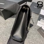 Túi YSL Envelope Medium Chain Bag Grained Black Silver Đen Khóa Bạc Da Calfskin 24CM Best Quality
