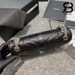 Túi YSL Envelope Medium Chain Bag Grained Black Silver Đen Khóa Bạc Da Calfskin 24CM Best Quality