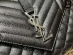 Túi YSL Envelope Medium Chain Bag Grained Black Silver Đen Khóa Bạc Da Calfskin 24CM Best Quality