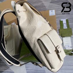 Ba Lô Gucci GG Embossed Backpack White Trắng 41CM Best Quality