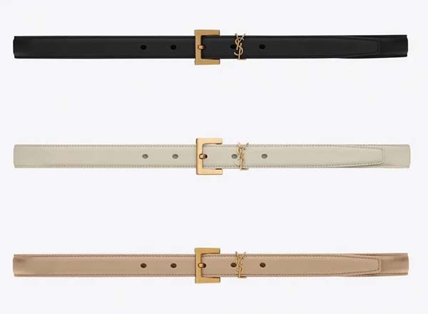 Thắt lưng YSL Cassandre Thin Belt With Square Buckle In Lacquered Leather
