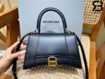 Túi Balenciaga Hourglass Small Black Đen Da Cừu Bóng 23CM Best Quality