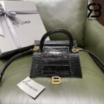 Túi Balenciaga Hourglass Small Black Đen Khóa Vàng Crocodile 23CM Best Quality